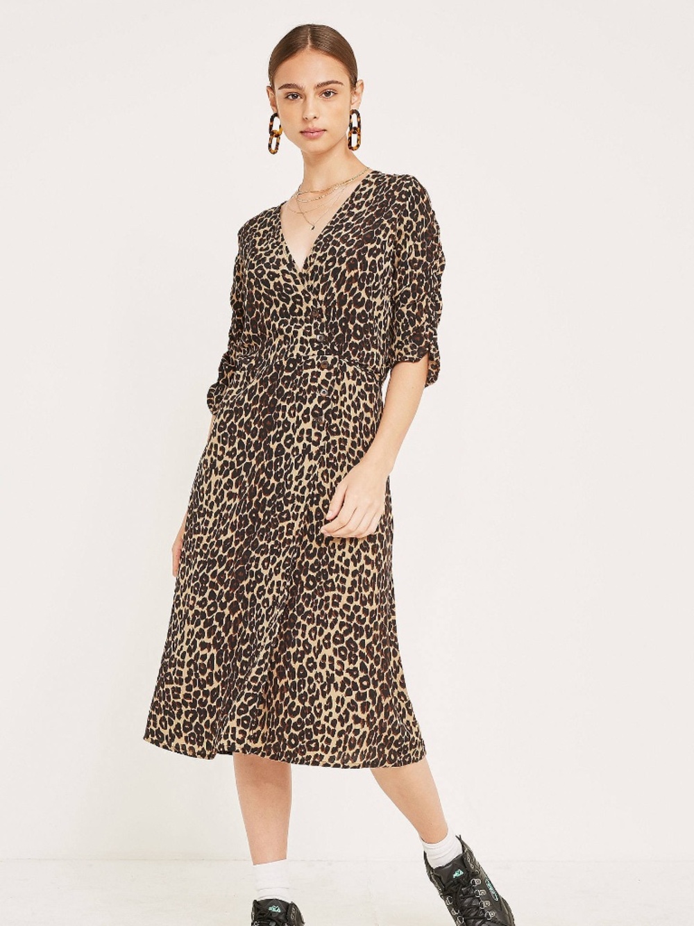 Faithfull the Brand Anne Marie Leopard Midi Wrap Dress XS 2